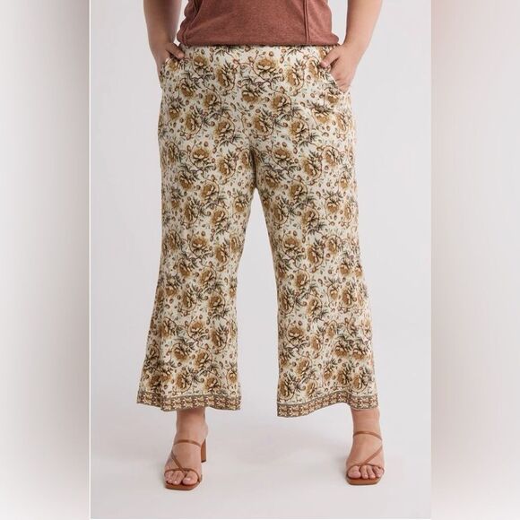 MAX STUDIO London NWT Pull-On Floral Wide-Leg Pants 1X - Picture 1 of 8